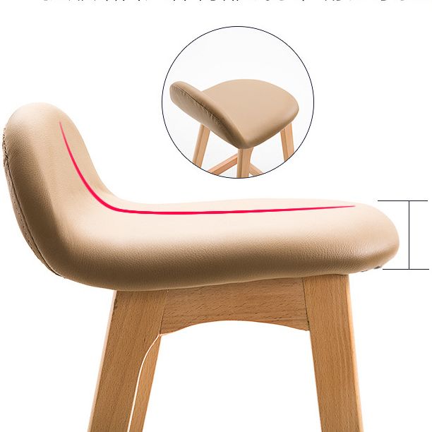 Scandinavian Natural Wood Counter Stools Low Back Bar Stools with Bucket Seat