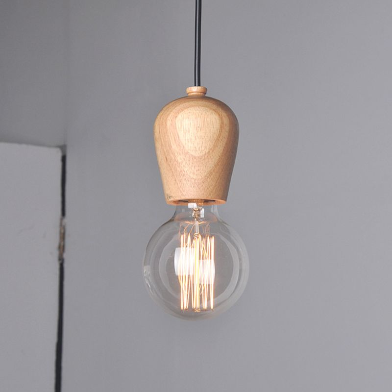 Lámpara de mini lámpara de madera de barril moderno de 1 linda lámpara de péndulo sin sombra sin sombra