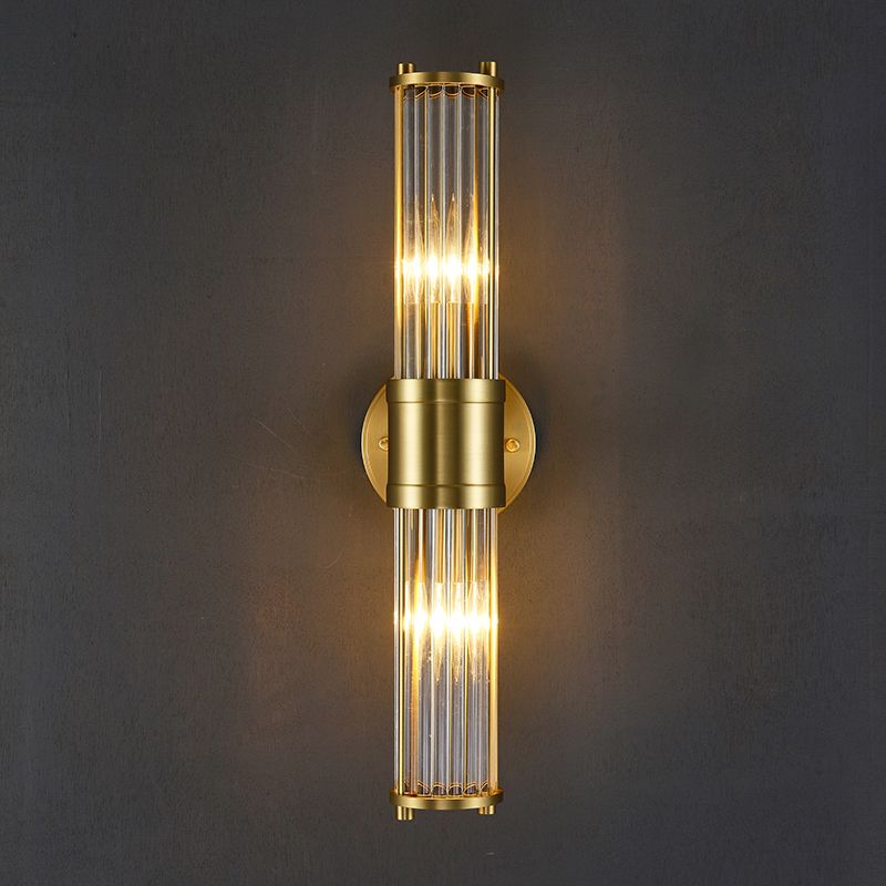 Glass Cylinder Wall Sconces Modern Style Multi Lights Wall Mounted Lamps
