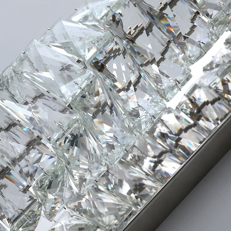 Lámpara de pared de acero inoxidable de pared LED rectangular moderna de lujo con sombra de cristal