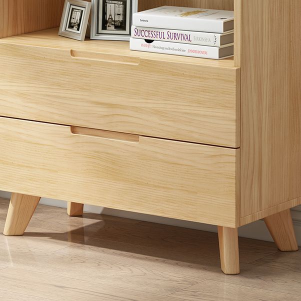 Scandinavian Solid Wood Bookcase Natural Closed Back Bookshelf with Door