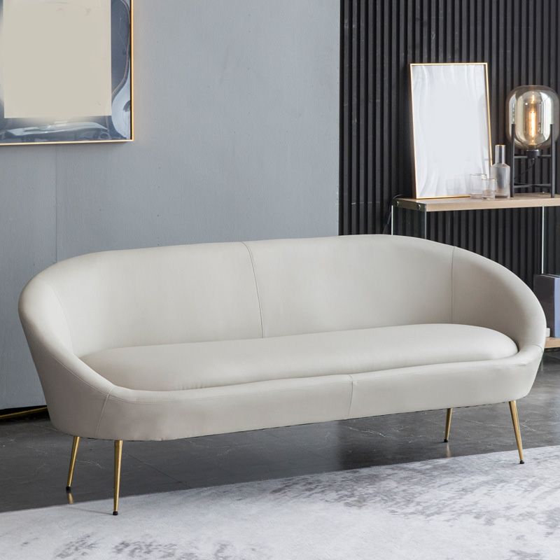 Sofa en cuir faux milieu du siècle moderne 30,31 "Sofa courbe de haut