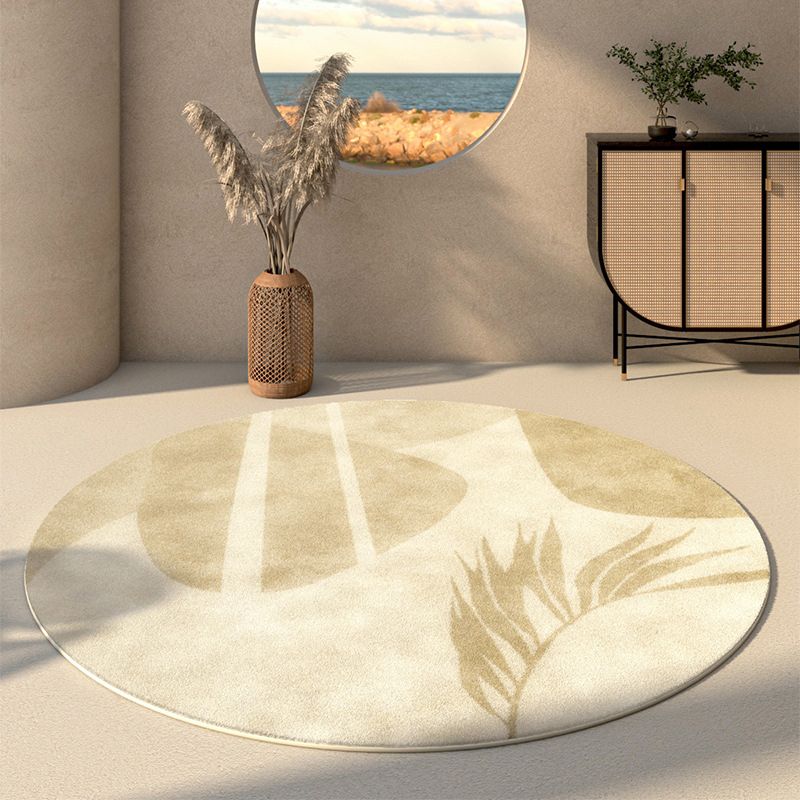 Beige Rug Polyster Area Carpet Non-Slip Backing Easy Care Indoor Rug for Home Decor