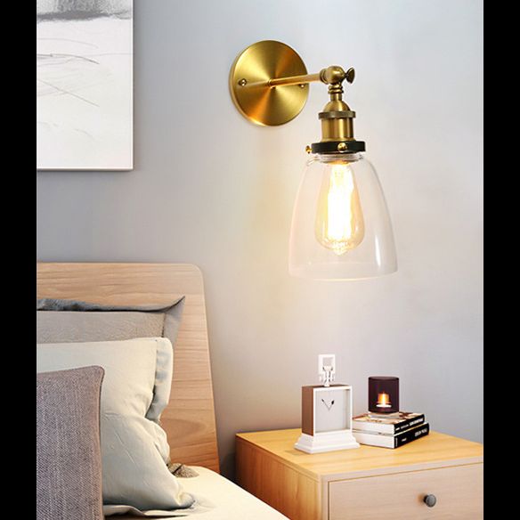 Amerikanischer Vintage -Stil Wandbeleuchtung Metall Armglas Schattenleuchte für daneben