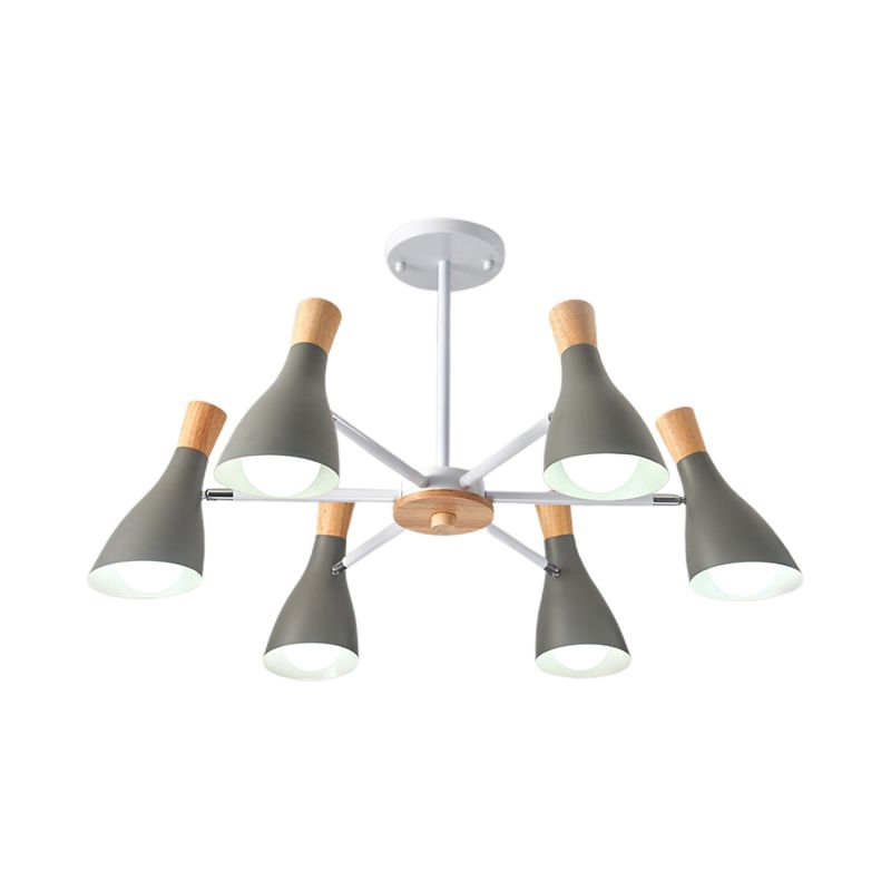Cone Living Room Hanging Lights Metal 6 Bulbes de style moderne