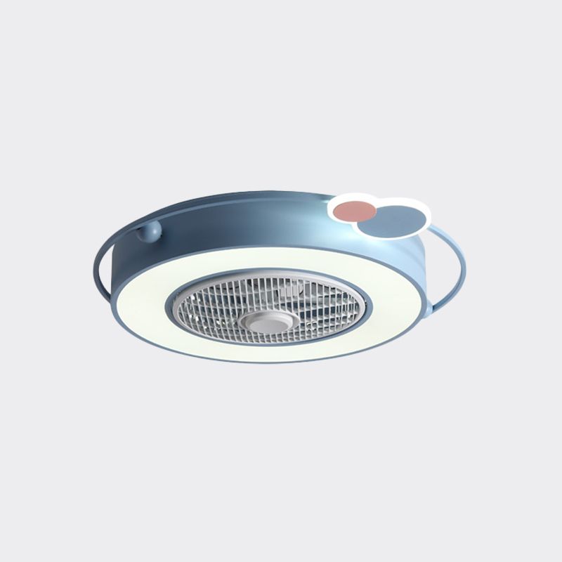 Ventilador de techo LED de caja azul/rosa Niños acrílico Semi Semi Flush Mount Lights con adorno de corazón/nube redondo/amoroso, 23.5 "de ancho