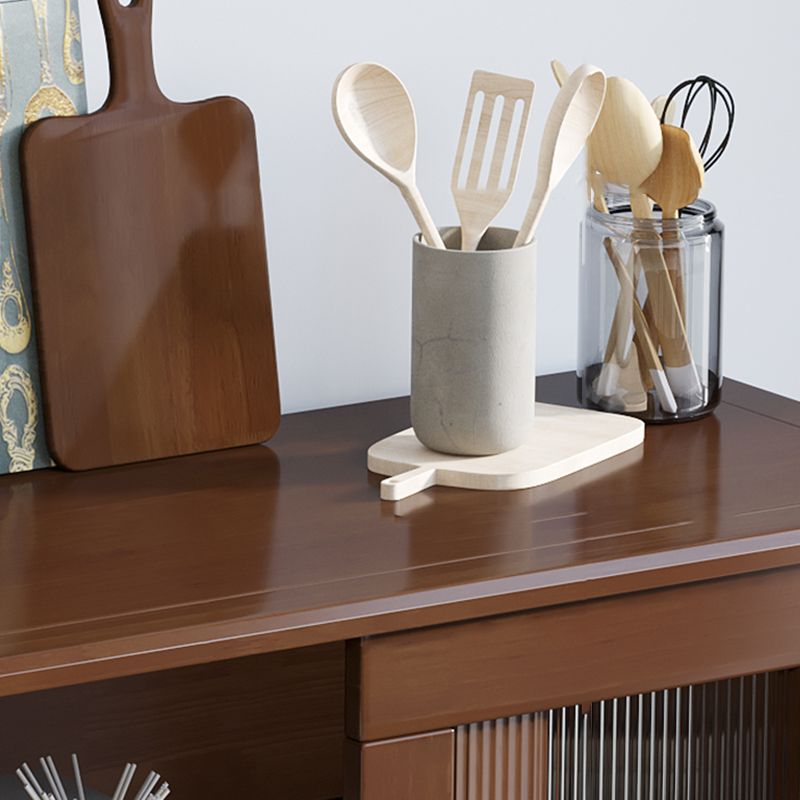 Modern Style Buffet Table Solid Wood 31.7-inch Side Board with Cabinets