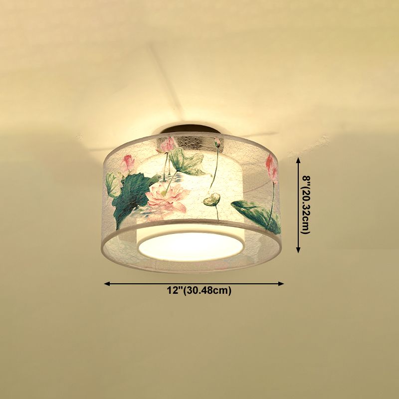 Plafonnier encastré en tissu de style chinois pour salon