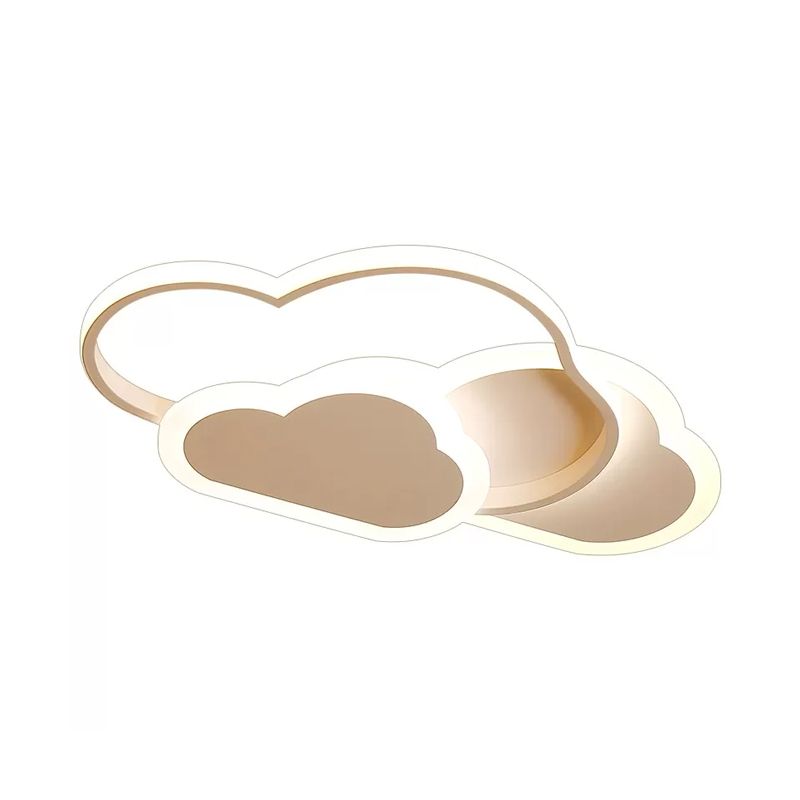 Acrylic Cloudy Flush Ceiling Light Cartoon White/Pink LED Flush Mounted Lamp in Warm/White Light for Bedroom, 16.5"/20.5" Wide