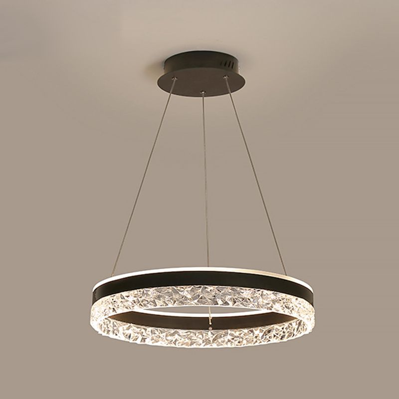 Modern Metal Chandelier Light Fixtures Round 1-Light Suspension Pendant Lamps with Acrylic Shade