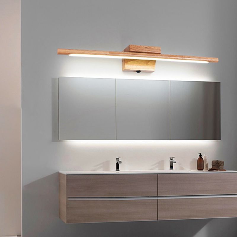 Vanité de salle de bain en forme de bâton LED Vanité Wood Aménagement d'éclairage mural nordique en beige