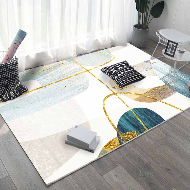 Gold Line Carpet Polyester Casual Carpet Stain Resistant Area Carpet for Home Decor