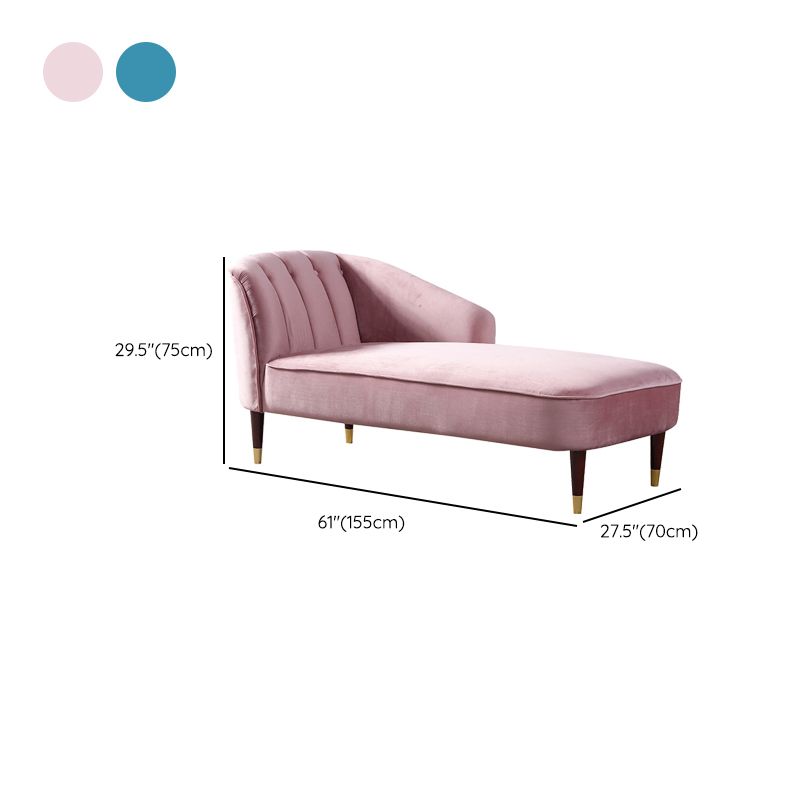 Wood One Armed Glam Chaise Rolled Arms with Legs for Living Room
