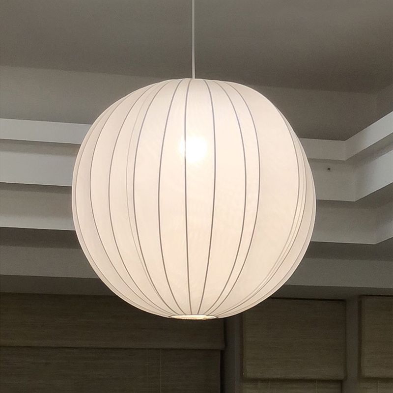 1-Light Fabric Hanging Ceiling Lights Modern Style White Ceiling Pendant Lighting