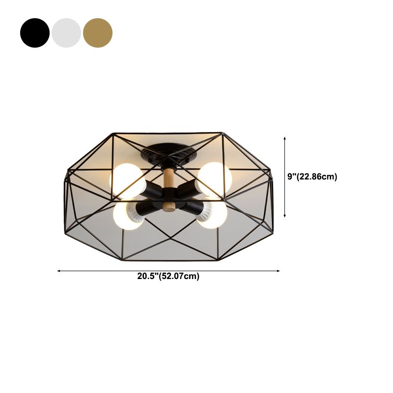 Simple Ceiling Lamp Metal Ceiling Mount Light with Metal Shade for Living Room