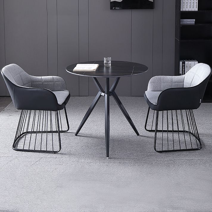 Mesa de cena redonda de estilo moderno Mesa de piedra sinterizada con base de metal para uso en el hogar