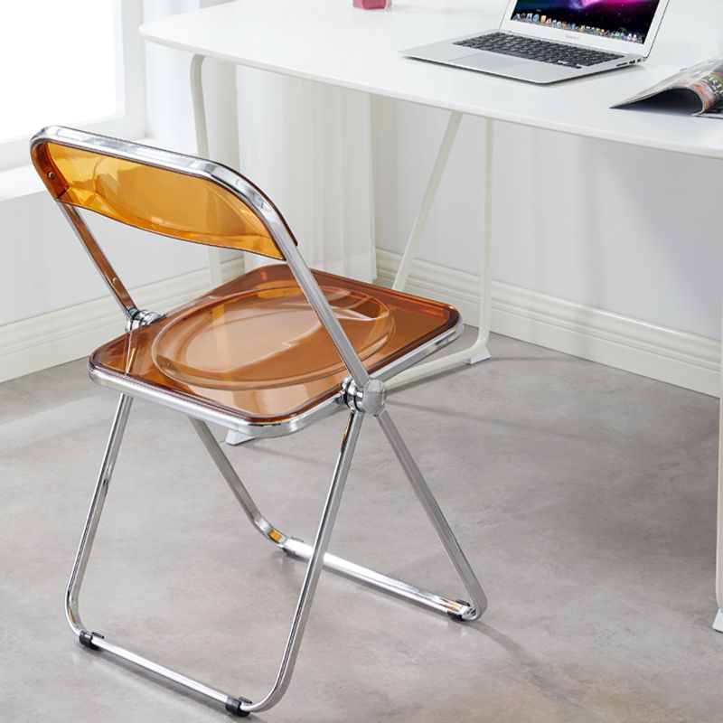 Chaise sans bras de salle à manger en plastique de style industriel, chaise de salle à manger simple à dossier ouvert