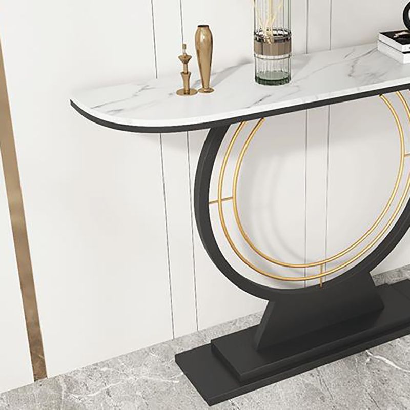 Contemporary Console Accent Table Antique Finish Half Moon Console