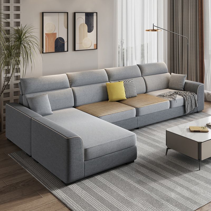 Modern 4-Seater Sofa with Square Arms for Living Room Reversible Sectional