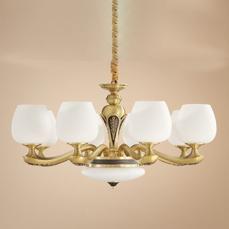 Glass American Chandelier Bowl Shape Multi Light Hanging Light pour le restaurant