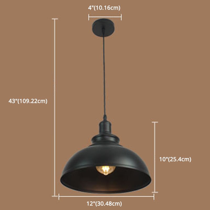 Metal Dome Pendant Lighting Fixtures Industrial Kitchen Warehouse Single Hanging Light with 43" Adjustable Hanging wire