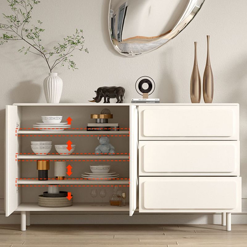 Modern Rectangular White Buffet Sideboard Engineered Wood Dining Server