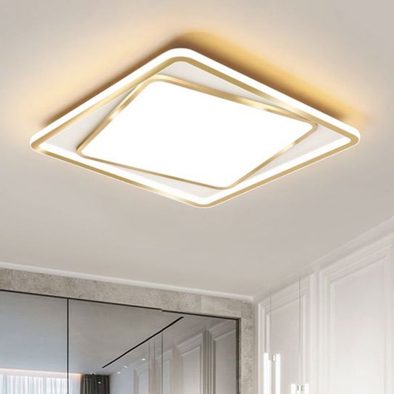 Overlap Square Massimale Illuminazione Minimalismo Metallo 16,5 "/20.5" Wide LED Gold Flush Mount Lamp (La personalizzazione sarà di 7 giorni)