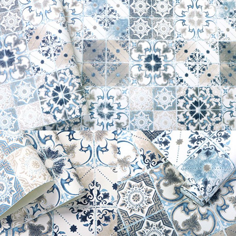 Pastel Color Wallpaper Plaster Moisture-Resistant Bohemian Mosaic Wall Art, 33'L x 20.5"W