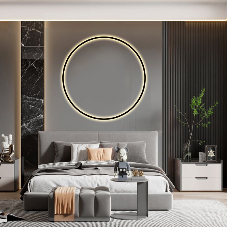 Zwart minimalisme Ronde lijnen LED Wall Lamp Noordse stijl Aluminium SCONCE Licht voor woonkamer