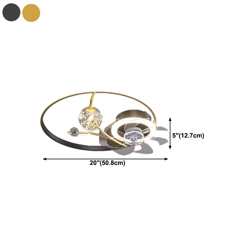 Multi Light Ceiling Fan Lighting Modern Style Metal Ceiling Fan Light for Bedroom