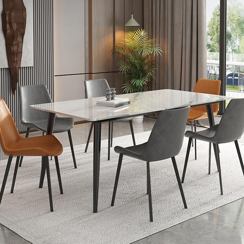 Rectangle 4 Legs Kitchen Table Industrial Sintered Stone Dining Desk