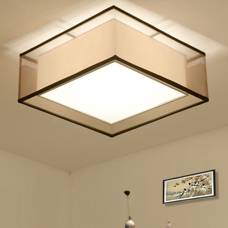 2-schermen stoffen plafondlamp rustieke woonkamer inbouwlamp in koffie