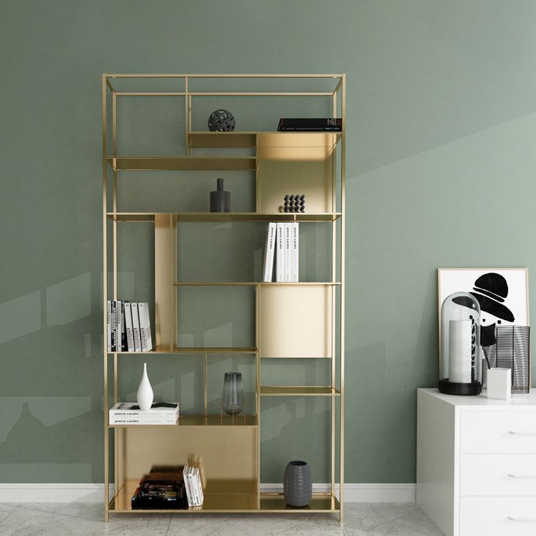 Contemporary Iron Etagere Bookshelf Vertical Office and Living Room Bookcase