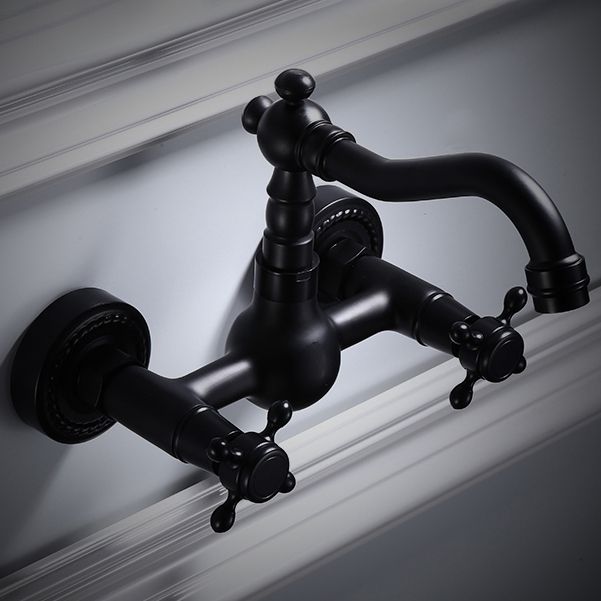 Traditional Wall Mounted Metal Tub Filler Low Arc Waterfall Bathroom Faucet
