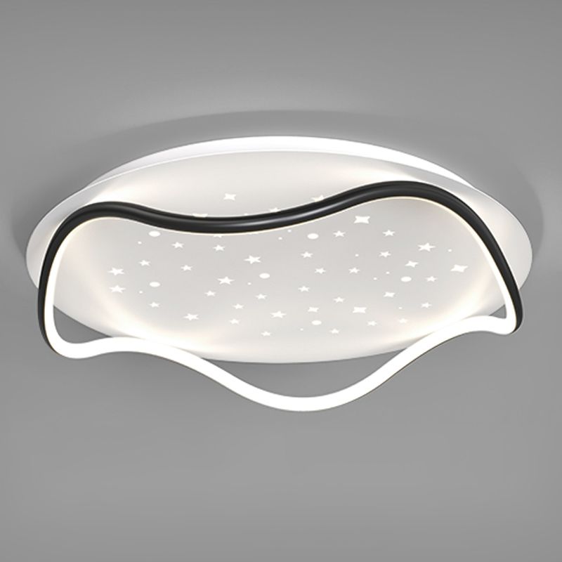 Plafonnier de forme ronde moderne en fer à 2 lumières, montage encastré pour chambre à coucher