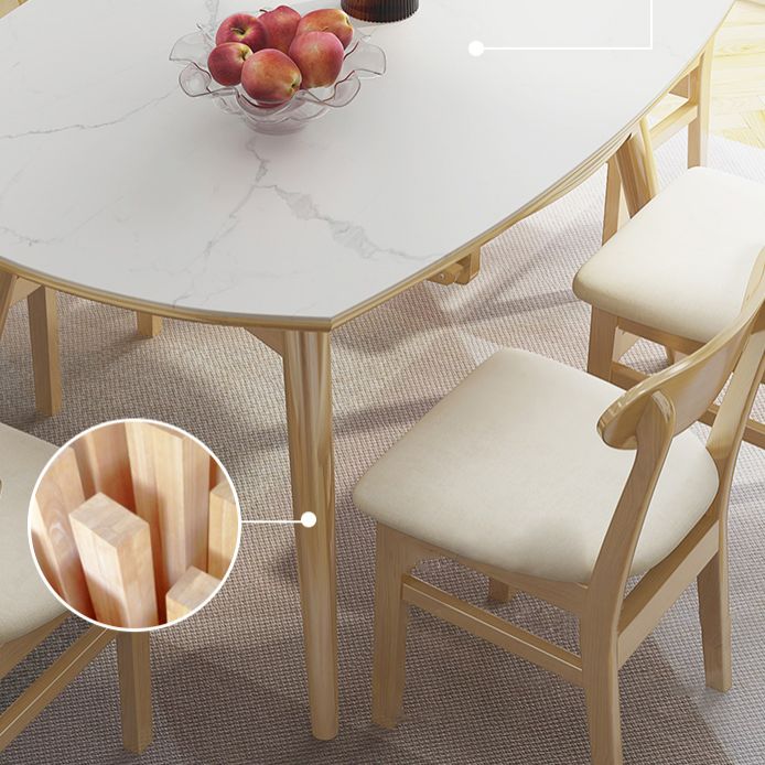 Modern Adjustable Dining Table Stone and Solid Wood Tripod Home Kitchen Table