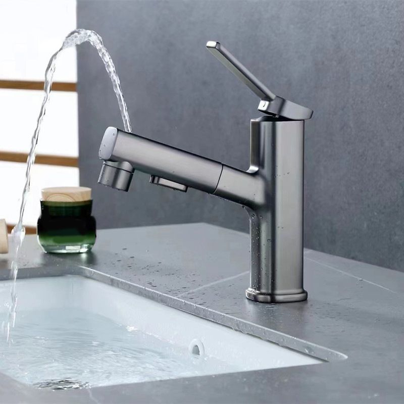 Contemporary Vessel Faucet Pull-out Centerset Faucet with Swivel Spout