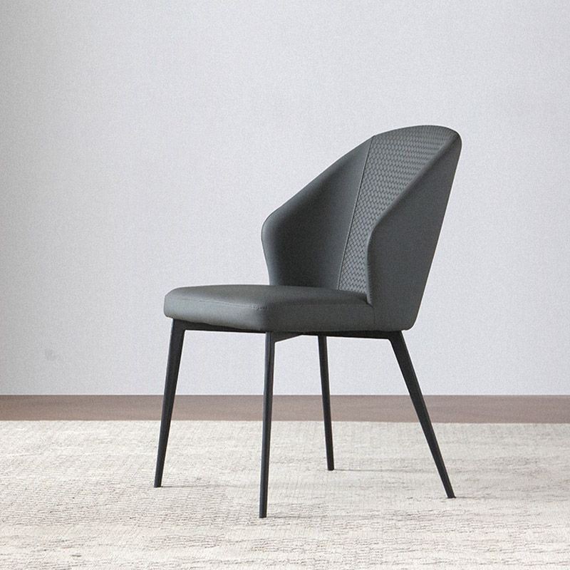 Contemporary Arm Chair Solid Back Metal Dining Room Chair for Indoor