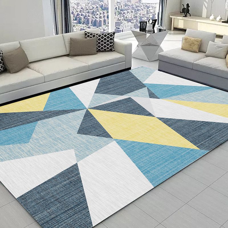 Multicolor Home Decoration Carpet Modern Geometric Printed Area Rug Polyester with Non-Slip Backing Rug