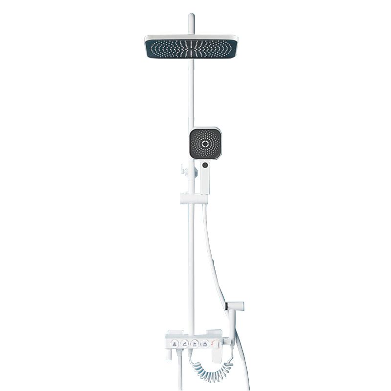 Wall Mounted Shower Arm Shower Faucet in White Metal Shower System Adjustable Water Flow