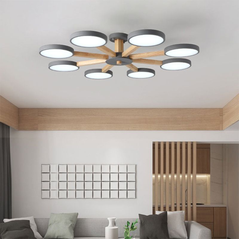 Nordic Round Ceiling Light Colorful Multi Light Flush Mount Light for Bedroom