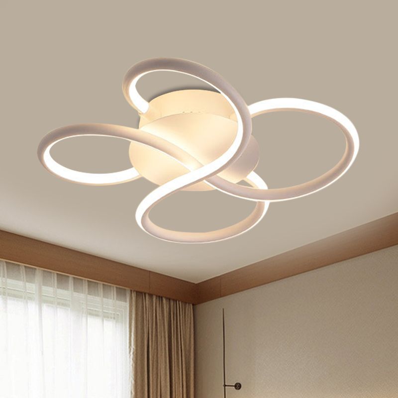 White Flower-Like Flush Mount Lamp Minimalism Metallic LED Ceiling Light Fixture for Bedroom