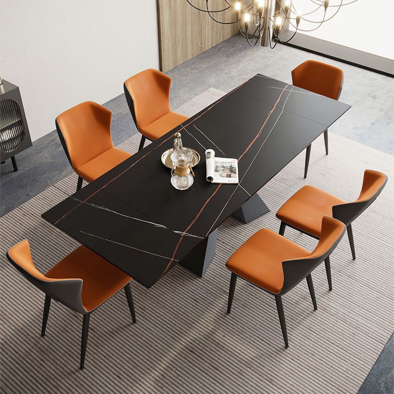Modern 1/4/5/7 Pieces Dining Set Rectangle Black Dining Table Set for Home Use