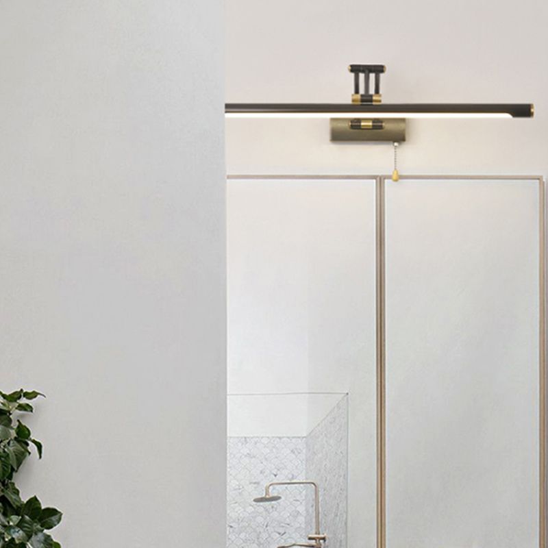 Modern Style Linear Shade Wall Sconce Metal 1-Light Mirror Wall Mounted Lighting