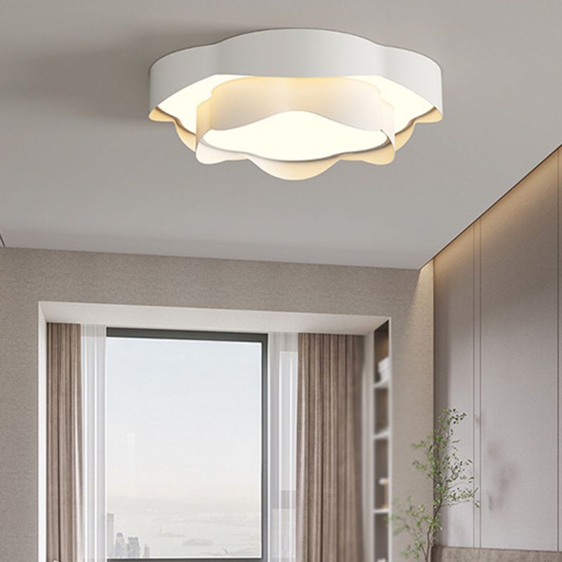 Modernism Flush Mount 2-Tier Ceiling Mounted Fixture in White for Bedroom