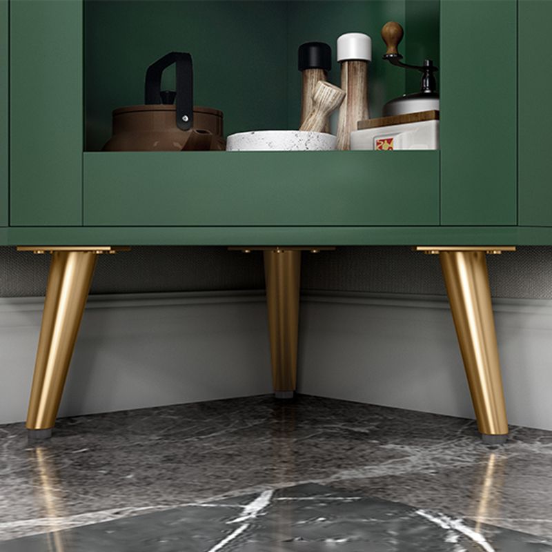 Wooden Storage Cabinet with 2 Glass Doors and Storage Shelf Modern