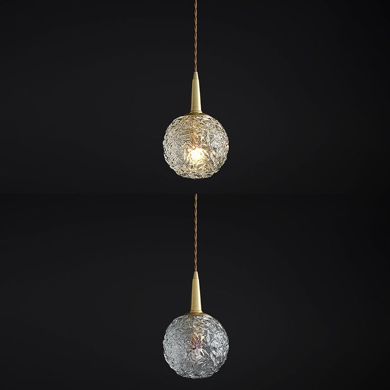 Kugelförmige Nachtpendel -Lampe Kristall 1 Kopf Minimalistisch hängende Licht in Gold