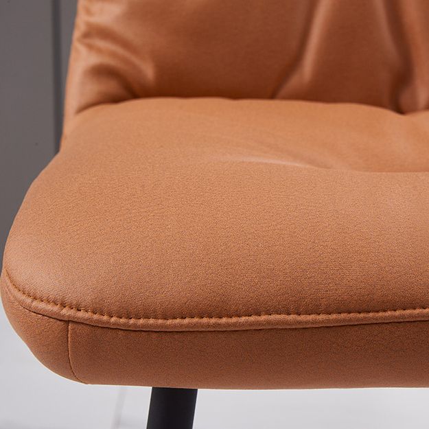 Contemporary Faux Leather Armless Dining Chairs Metal Dining Chair for Home Use