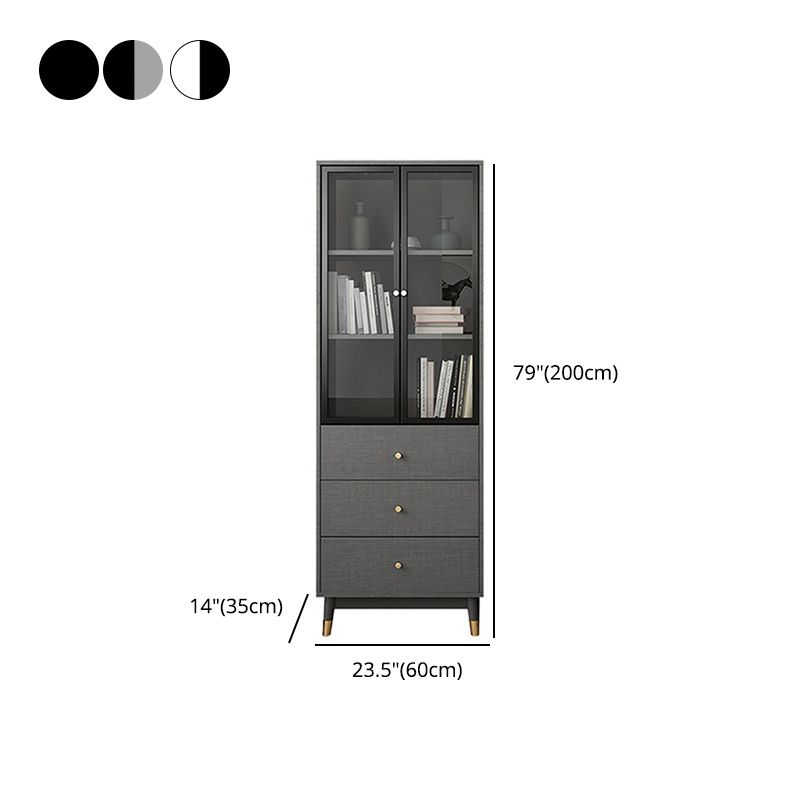 Vertical Glam Standard Bookcase Manufactured Wood Bookcase with Glass Door