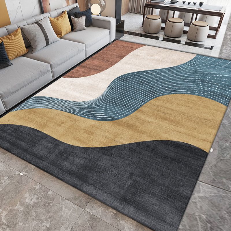 Black Nordic Carpet Polyester Contrast Color Carpet Washable Area Carpet for Drawing Room